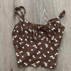 Hollister Brown Floral Women's Top size XS